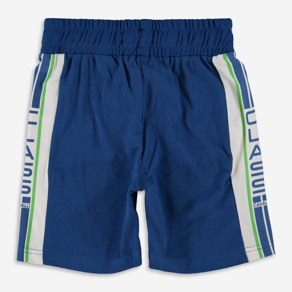 CAVALLI CLASS  Navy & White Logo Shorts Veronique Luxury Collections