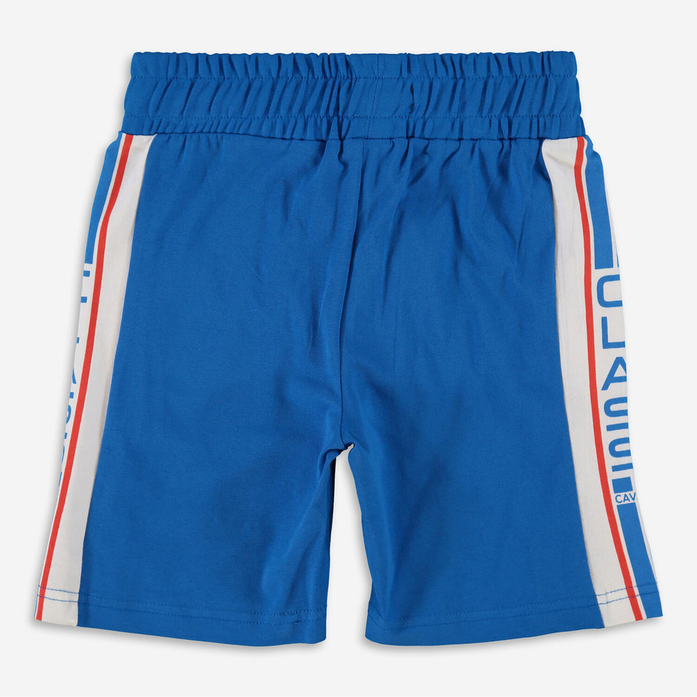 CAVALLI CLASS  Blue & White Logo Shorts Veronique Luxury Collections