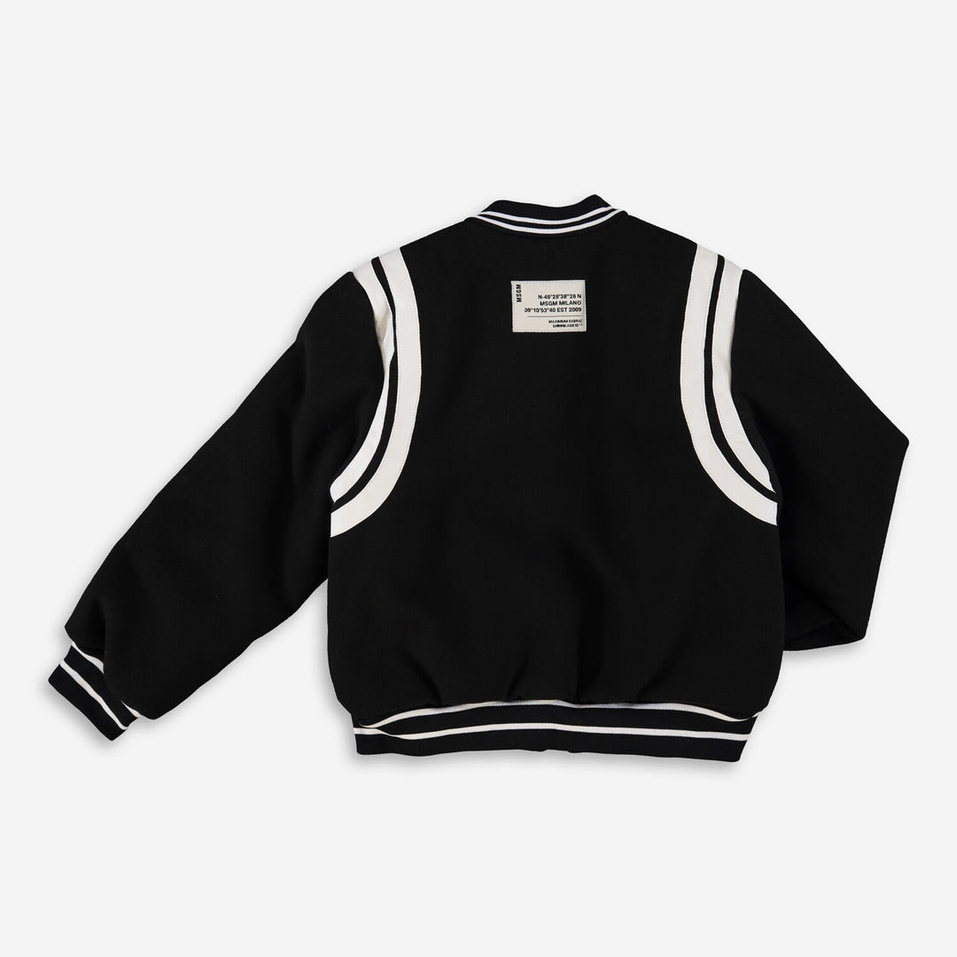 MSGM  Black Striped Trim Bomber Jacket Veronique Luxury Collections