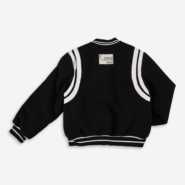 MSGM  Black Striped Trim Bomber Jacket Veronique Luxury Collections