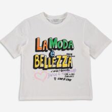 DOLCE & GABBANA White Glittered Logo T Shirt Veronique Luxury Collections