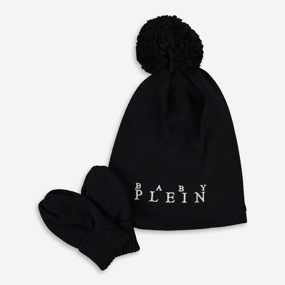 PHILIPP PLEIN  Black Hat & Mittens Set Veronique Luxury Collections