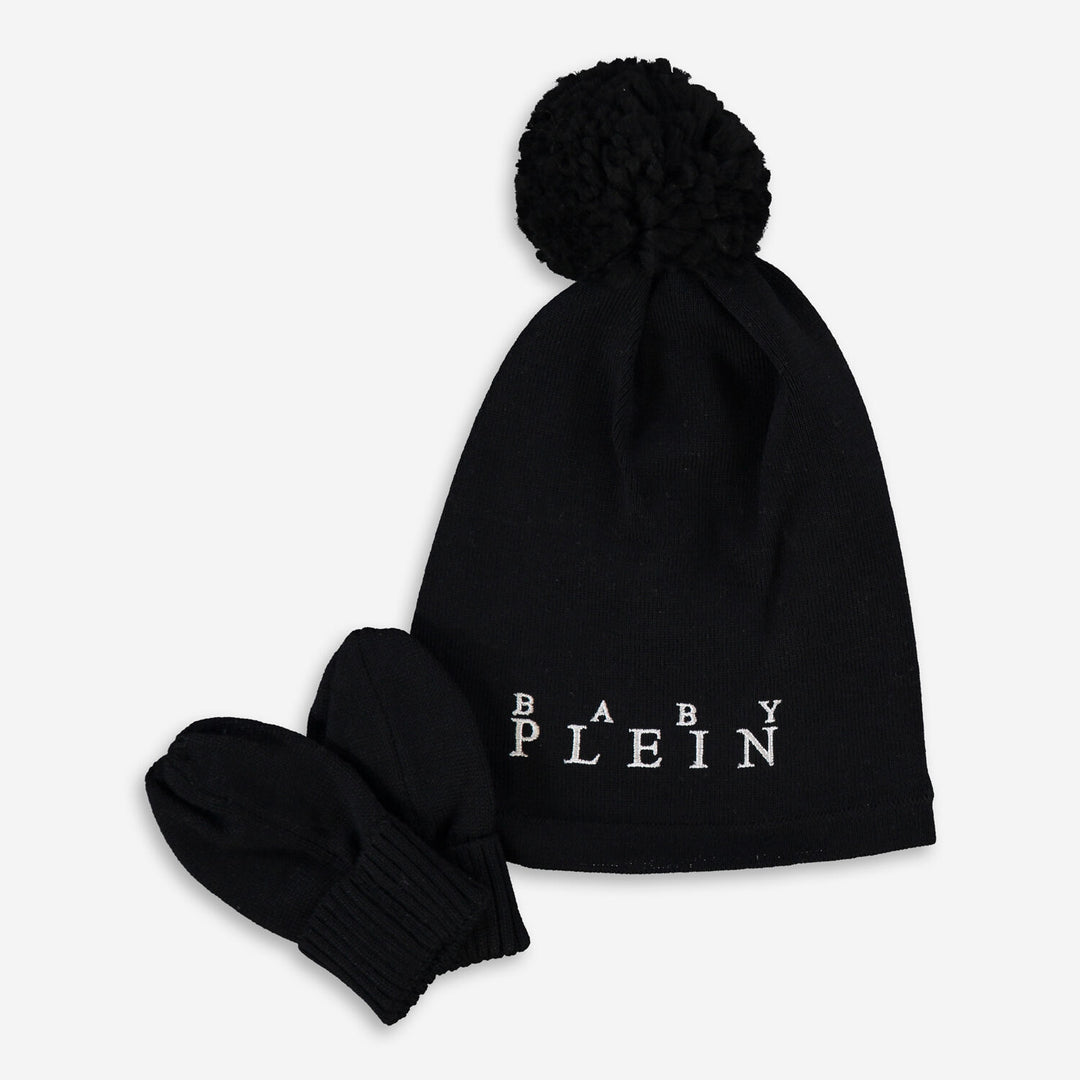 PHILIPP PLEIN  Black Hat & Mittens Set Veronique Luxury Collections