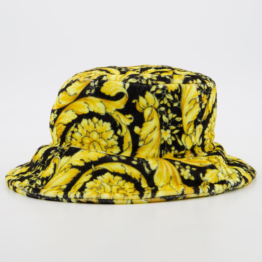 VERSACE  Black & Gold Tone Ornate Pattern Hat Veronique Luxury Collections