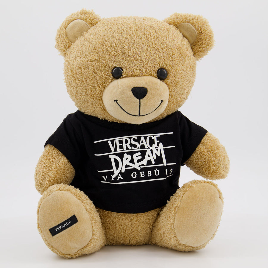 VERSACE  Black & Brown T Shirt Faux Fur Teddy Bear Veronique Luxury Collections