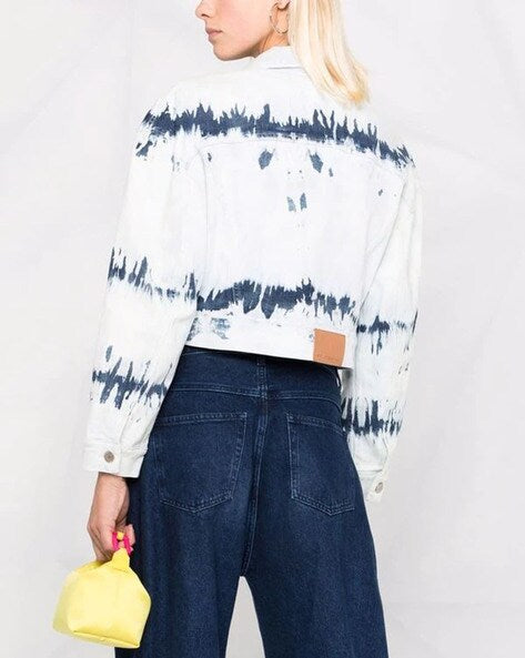 Stella McCartney  White & Blue Patterned Denim Jeans Veronique Luxury Collections