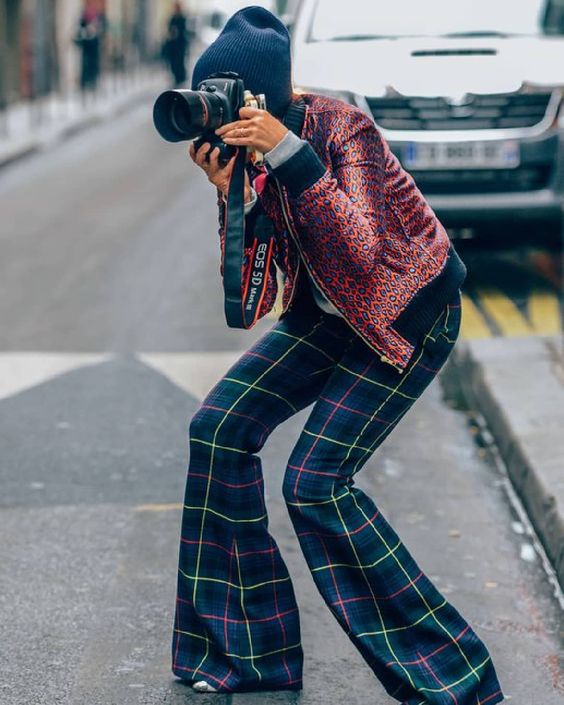 POLO RALPH LAUREN  Navy & Green Wool Tartan Wide Leg Trousers Veronique Luxury Collections