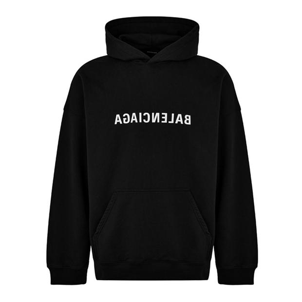 BALENCIAGA  Black Reverse Logo Hoodie Veronique Luxury Collections