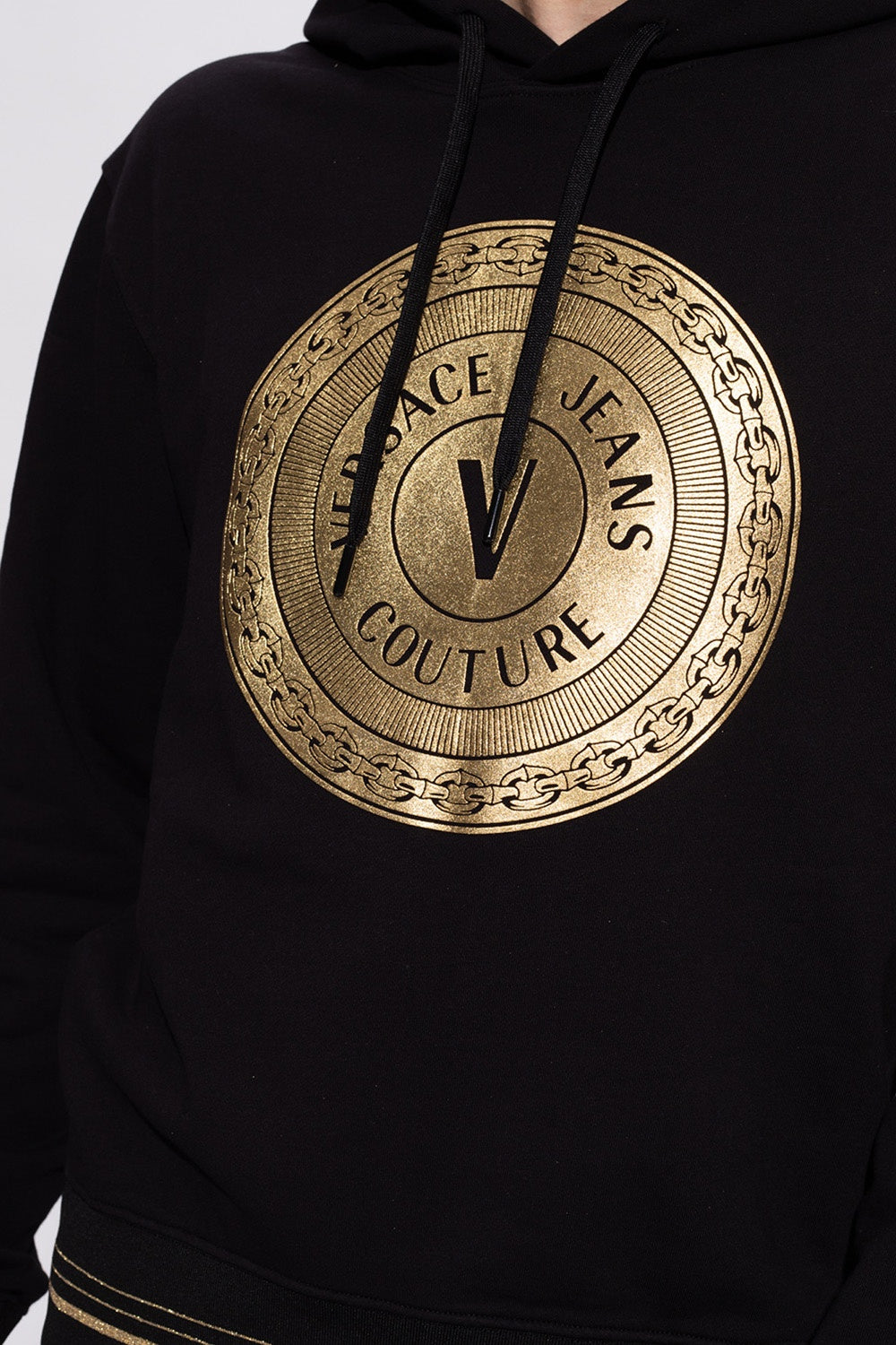 VERSACE JEANS COUTURE VERSACE JEANS COUTURE BLACK PRINTED HOODIE Veronique Luxury Collections