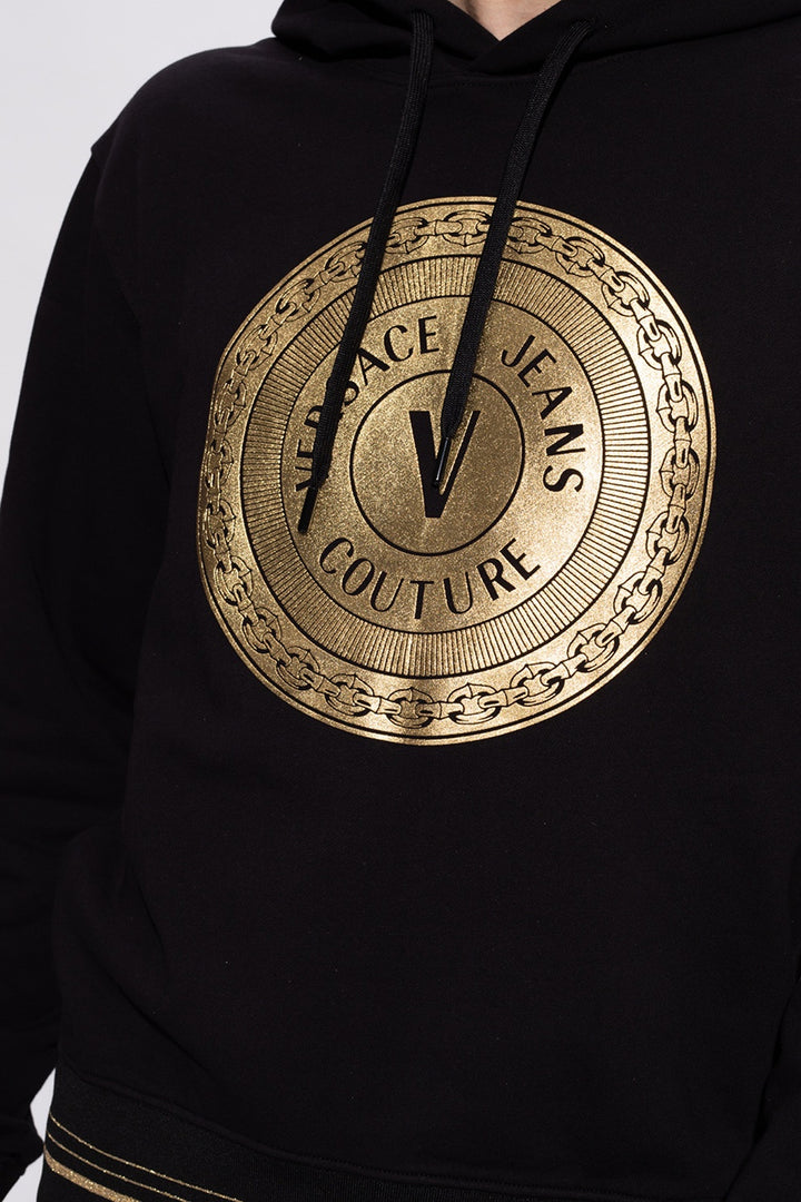 VERSACE JEANS COUTURE VERSACE JEANS COUTURE BLACK PRINTED HOODIE Veronique Luxury Collections