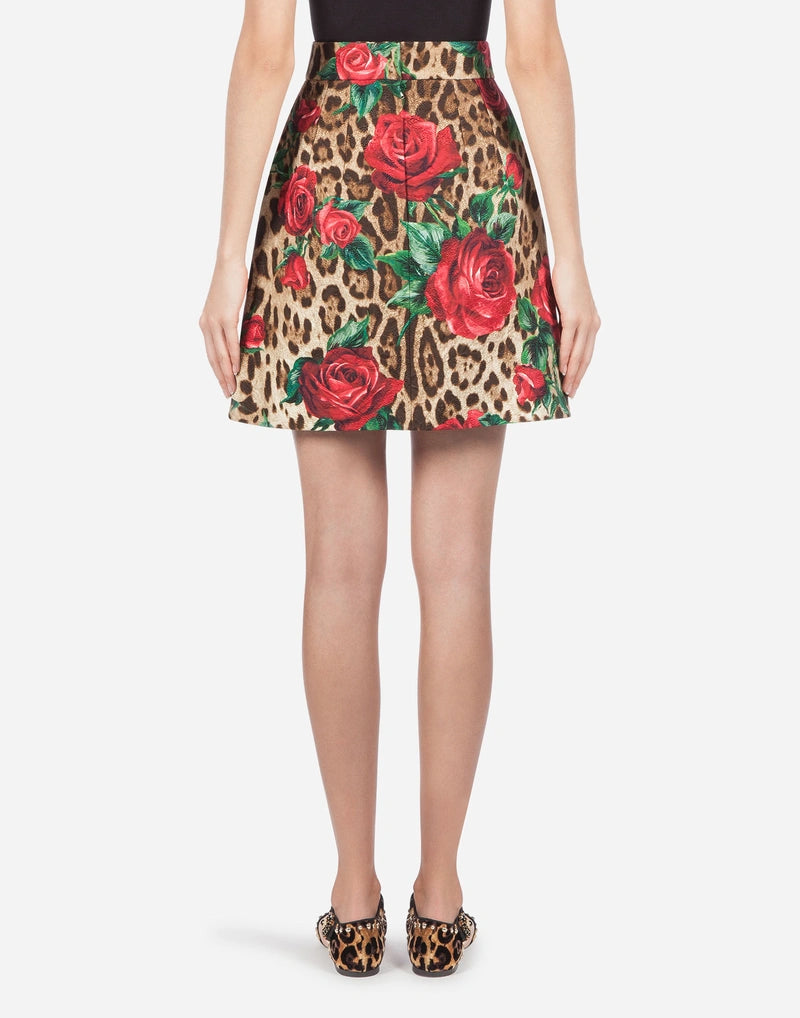 DOLCE & GABBANA LEOPARD Print Multicolour Rose  Skirt Veronique Luxury Collections