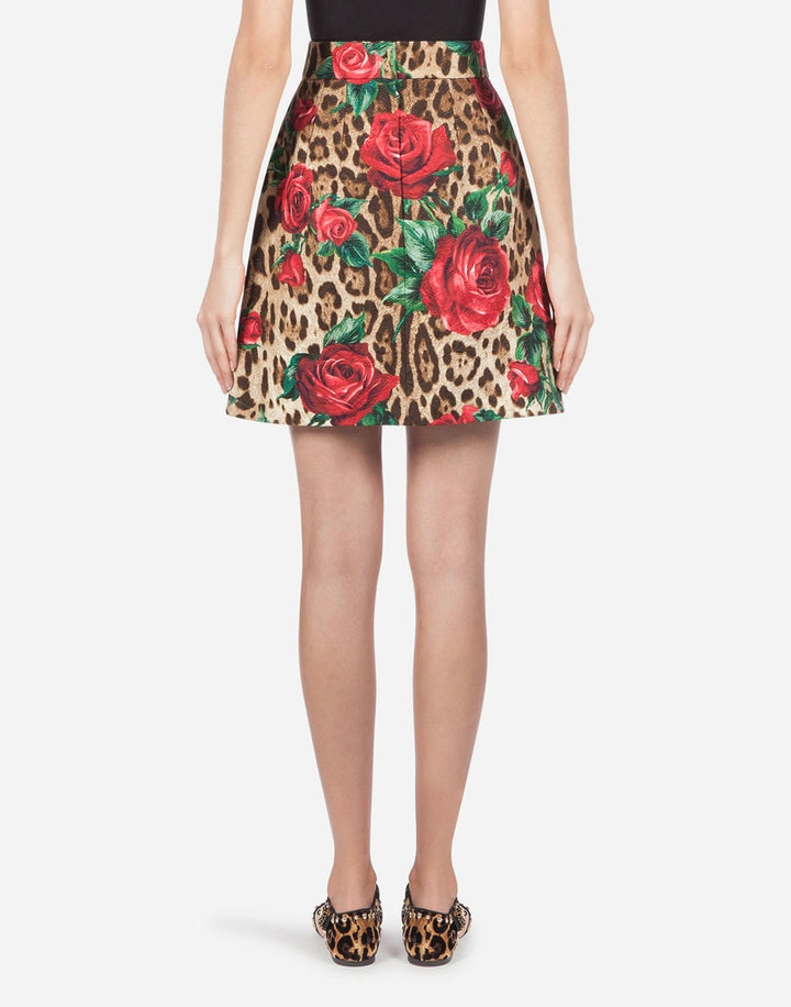 DOLCE & GABBANA LEOPARD Print Multicolour Rose  Skirt Veronique Luxury Collections
