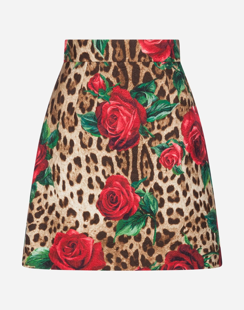 DOLCE & GABBANA LEOPARD Print Multicolour Rose  Skirt Veronique Luxury Collections