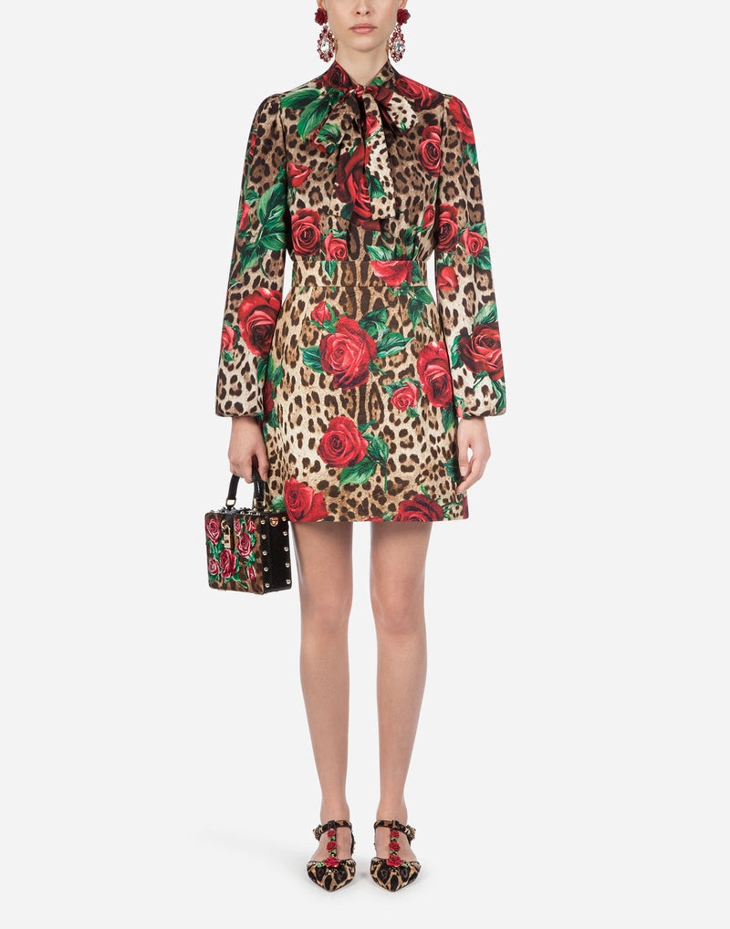 DOLCE & GABBANA LEOPARD Print Multicolour Rose  Skirt Veronique Luxury Collections