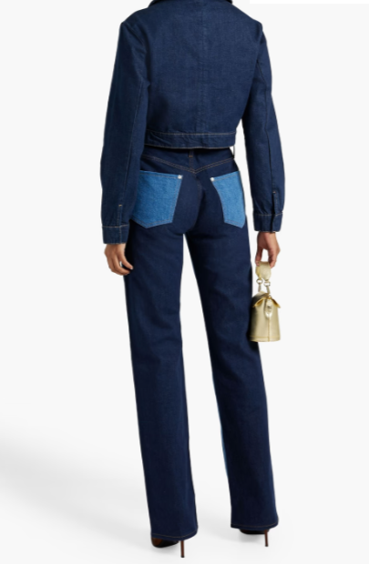 FRAME  Blue Le Jane Contrast Patchwork Jeans Veronique Luxury Collections