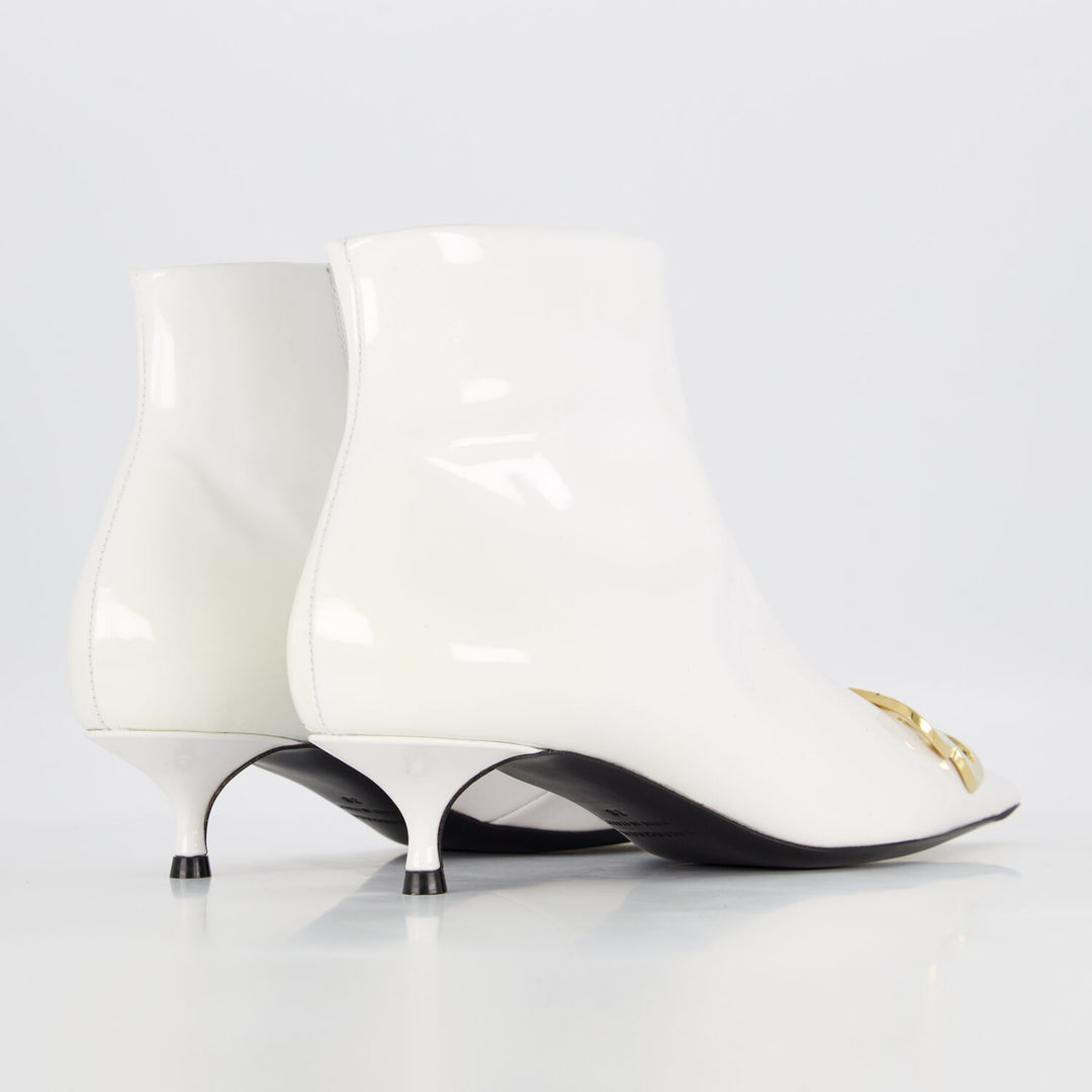 BALENCIAGA  White Leather Patent Boots Veronique Luxury Collections