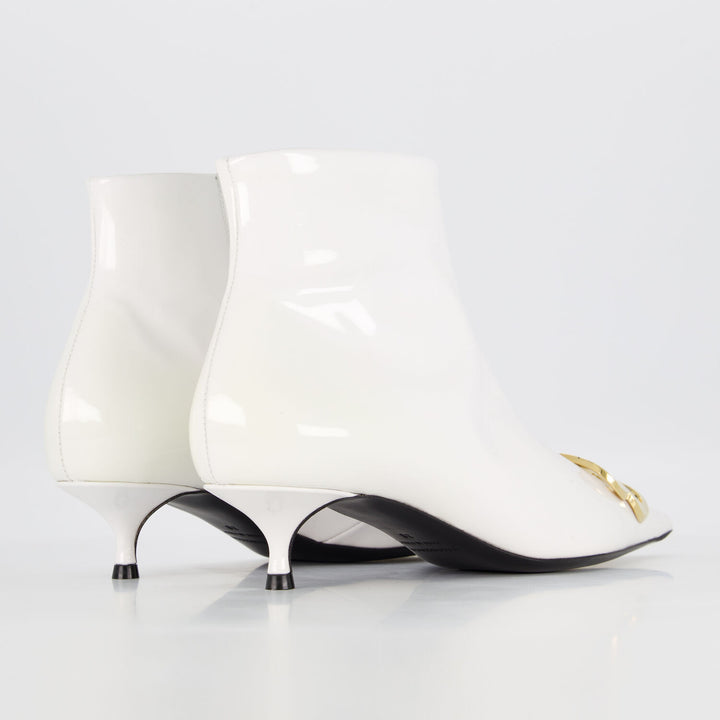 BALENCIAGA  White Leather Patent Boots Veronique Luxury Collections