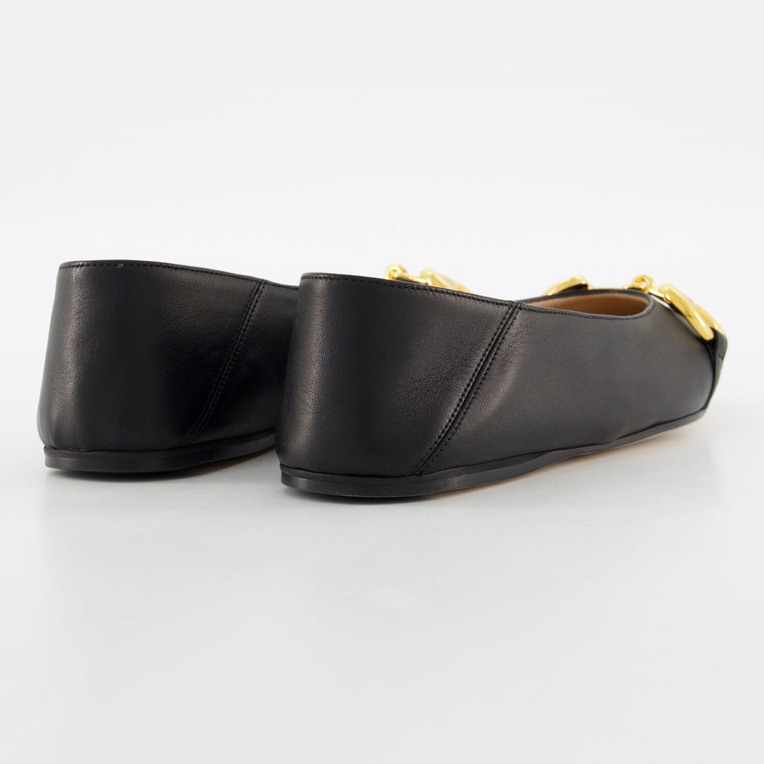 GUCCI  Black Leather Horsebit Ballet Flats Veronique Luxury Collections