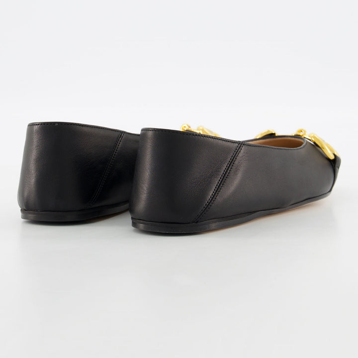 GUCCI  Black Leather Horsebit Ballet Flats Veronique Luxury Collections