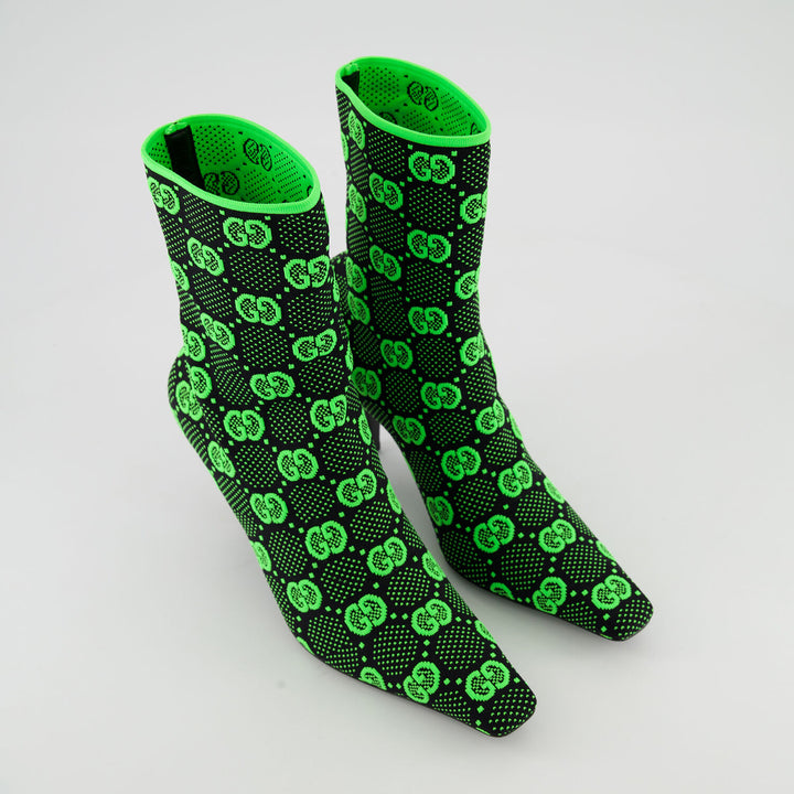 GUCCI  Green Monogram Ankle Boots Veronique Luxury Collections