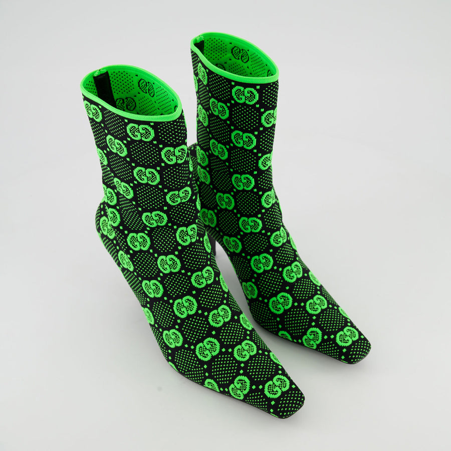 GUCCI  Green Monogram Ankle Boots Veronique Luxury Collections
