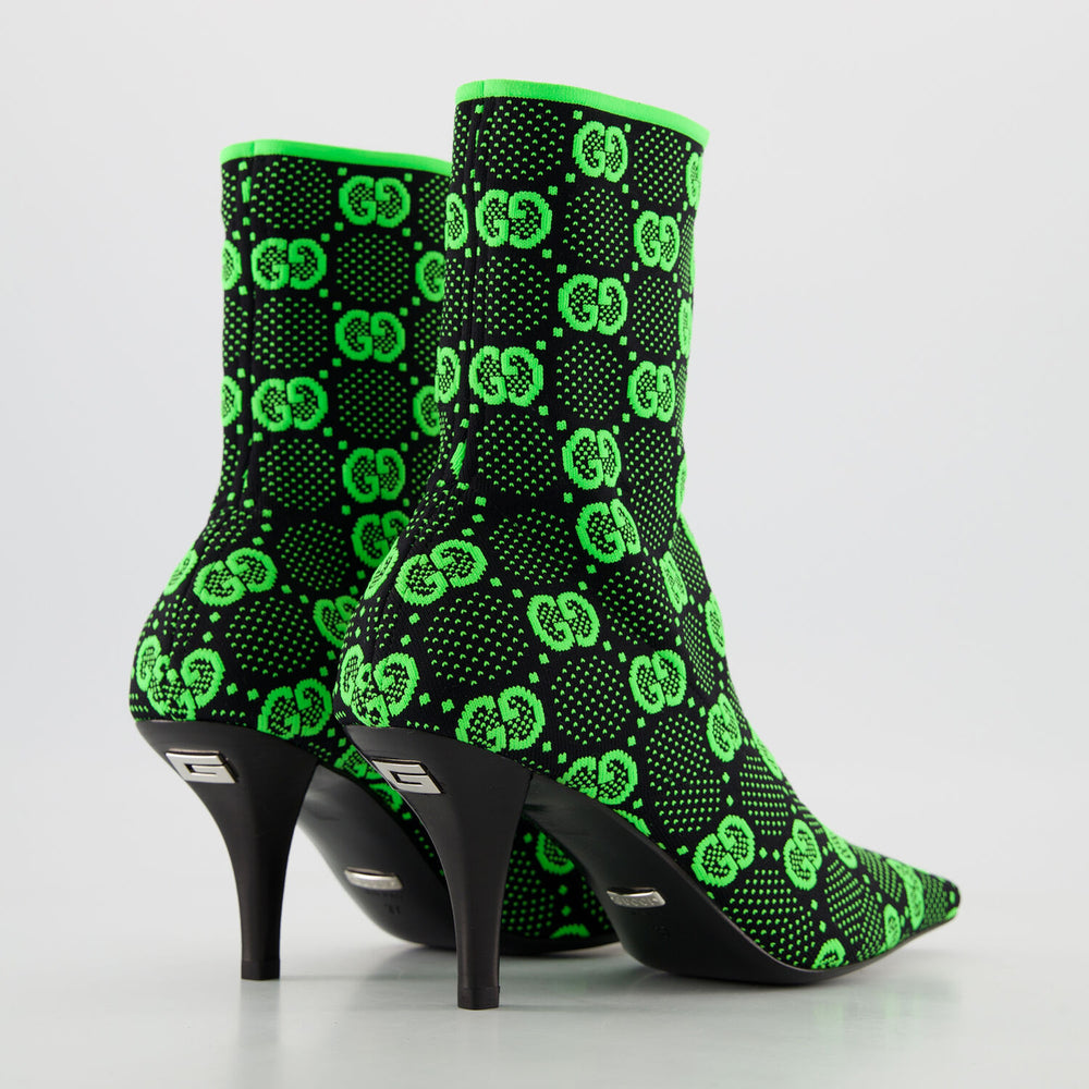 GUCCI  Green Monogram Ankle Boots Veronique Luxury Collections