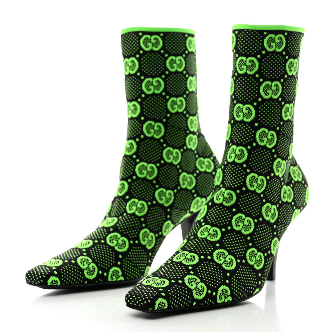 GUCCI  Green Monogram Ankle Boots Veronique Luxury Collections