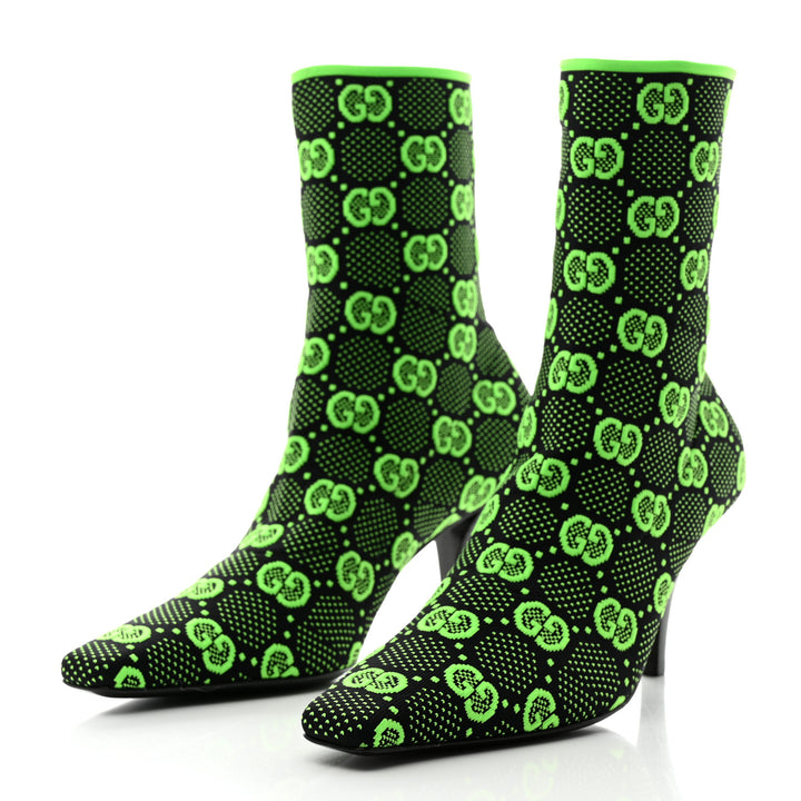 GUCCI  Green Monogram Ankle Boots Veronique Luxury Collections