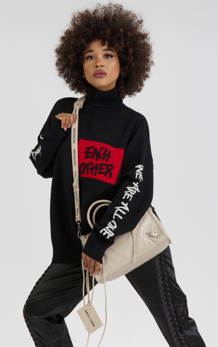 EACH X OTHER  Black Wool High Neck Jumper Veronique Luxury Collections