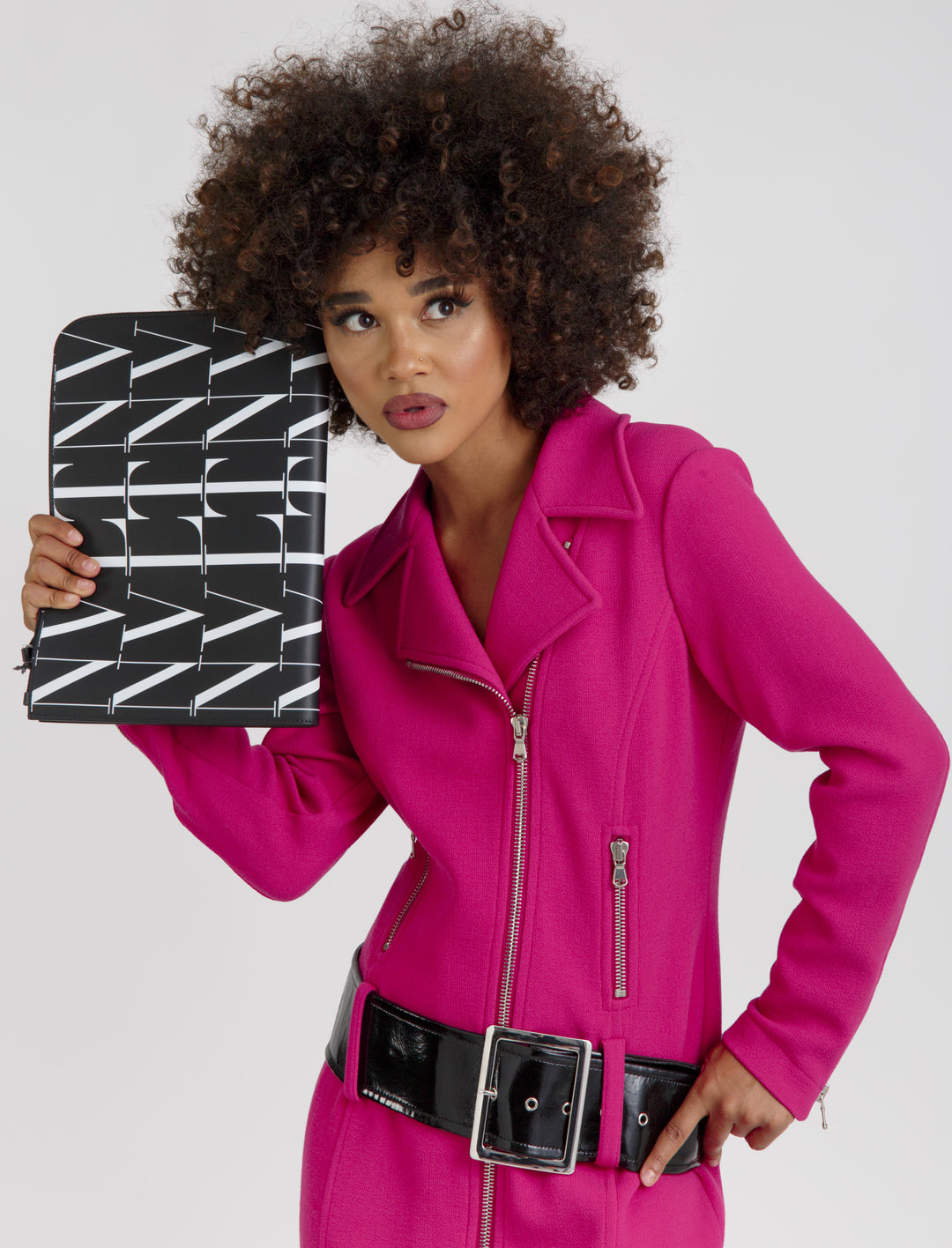 Moschino Long Belted Biker Jacket Veronique Luxury Collections