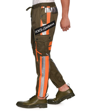 DOLCE & GABBANA  Khaki & Orange Cargo Trousers Veronique Luxury Collections