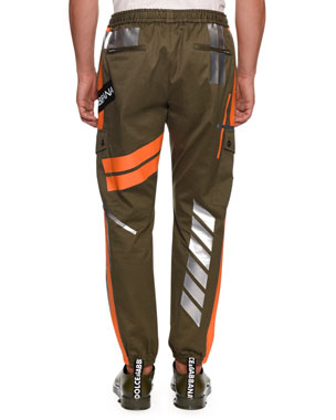 DOLCE & GABBANA  Khaki & Orange Cargo Trousers Veronique Luxury Collections
