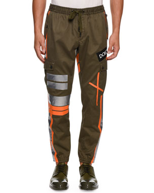 DOLCE & GABBANA  Khaki & Orange Cargo Trousers Veronique Luxury Collections