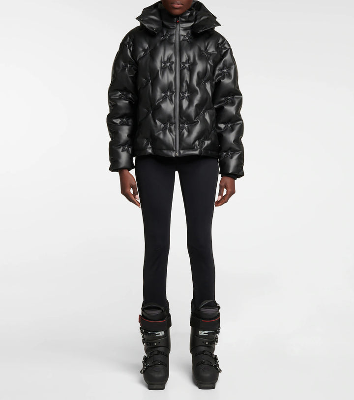 PERFECT MOMENT  Black Faux Leather Stars Jacket Veronique Luxury Collections