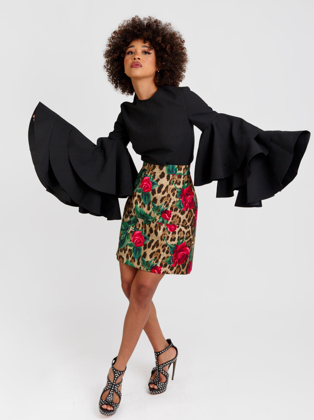 DOLCE & GABBANA LEOPARD Print Multicolour Rose  Skirt Veronique Luxury Collections