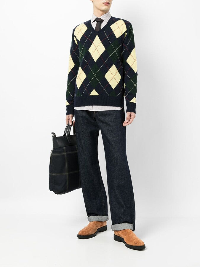 POLO RALPH LAUREN  Navy Wool Diamond Jumper Veronique Luxury Collections