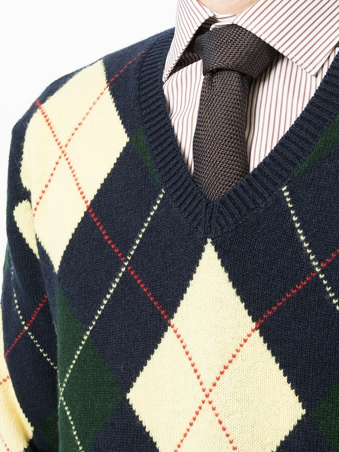 POLO RALPH LAUREN  Navy Wool Diamond Jumper Veronique Luxury Collections