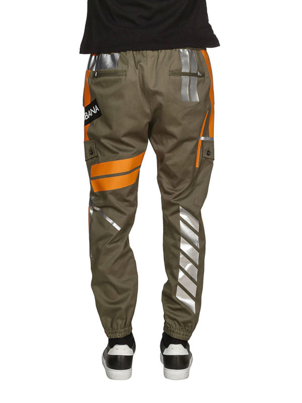 DOLCE & GABBANA  Khaki & Orange Cargo Trousers Veronique Luxury Collections