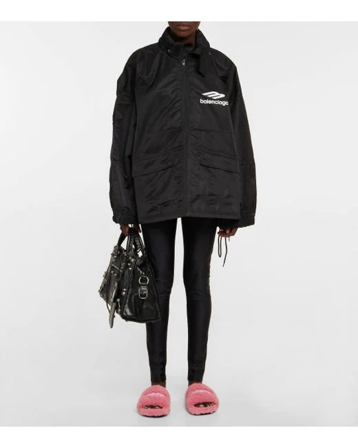 Balenciaga embroidered-logo faux-fur slides Veronique Luxury Collections