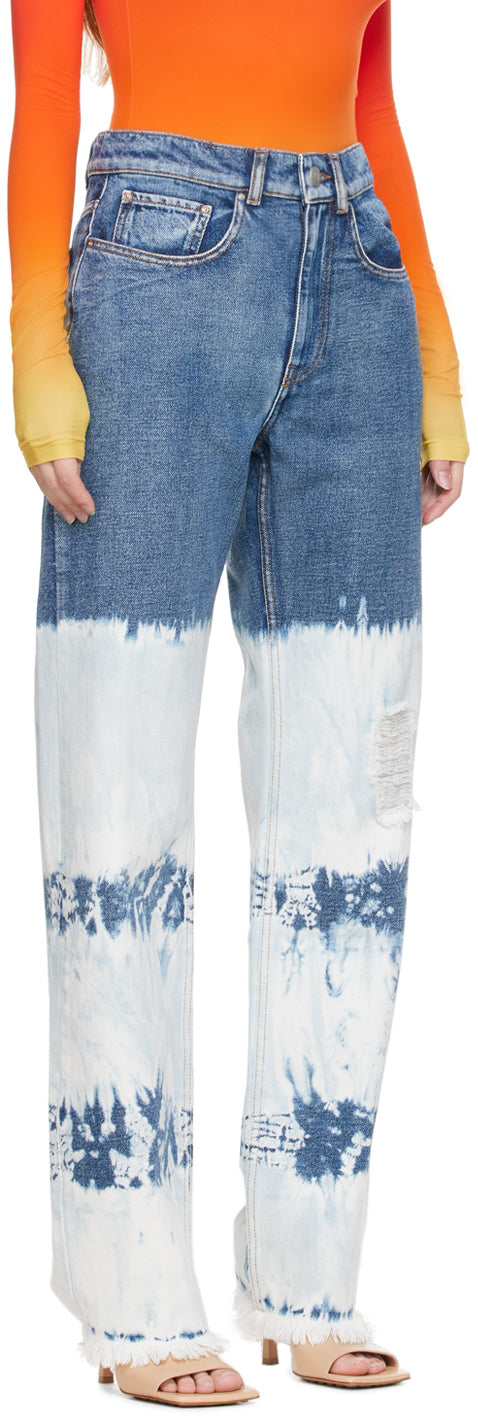 NINA RICCI  Navy Tie Dye Straight Jeans Veronique Luxury Collections