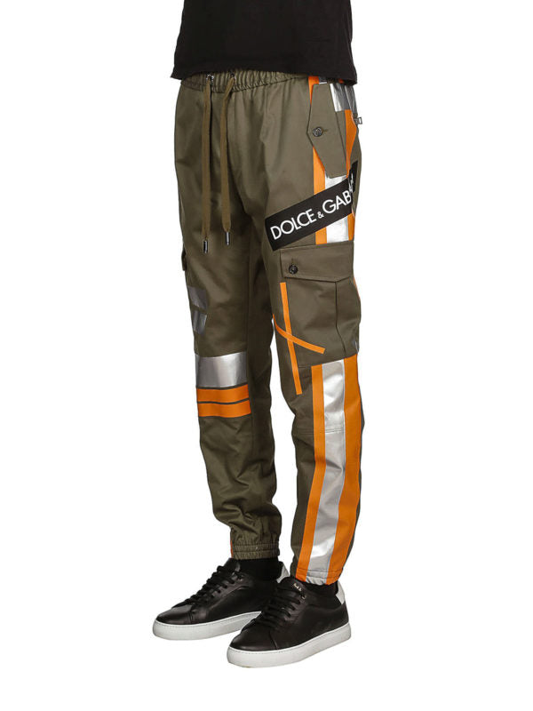 DOLCE & GABBANA  Khaki & Orange Cargo Trousers Veronique Luxury Collections