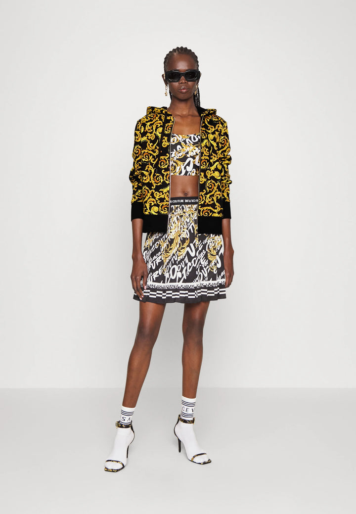 VERSACE JEANS  Black & Gold Tone Baroque Hoodie Veronique Luxury Collections