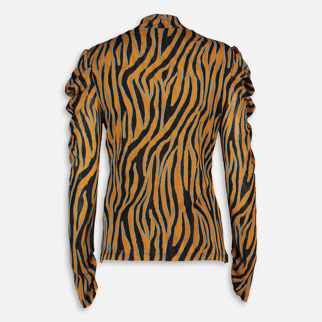 DIANE VON FURSTENBERG  Orange & Black Animal Patterned Top Veronique Luxury Collections