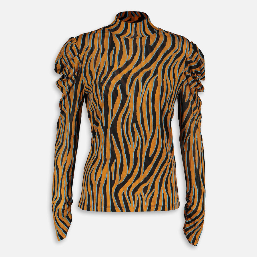 DIANE VON FURSTENBERG  Orange & Black Animal Patterned Top Veronique Luxury Collections
