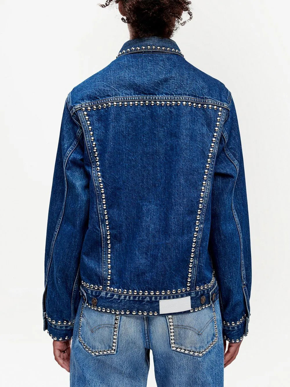 RE/DONE denim Navy Studded oversized trucker jacket Veronique Luxury Collections