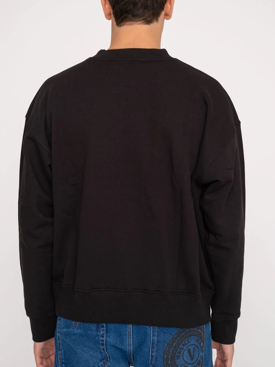 VERSACE JEANS COUTURE COTTON V-EMBLEM PRINT BLACK SWEATSHIRT Veronique Luxury Collections