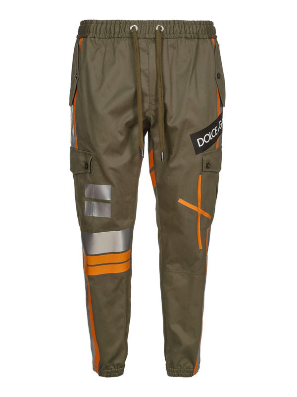 DOLCE & GABBANA  Khaki & Orange Cargo Trousers Veronique Luxury Collections