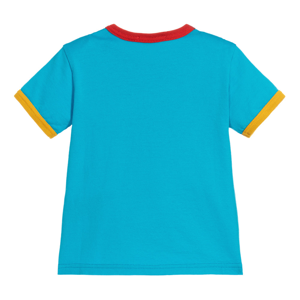 DOLCE & GABBANA Blue Crowned Planet T Shirt Veronique Luxury Collections