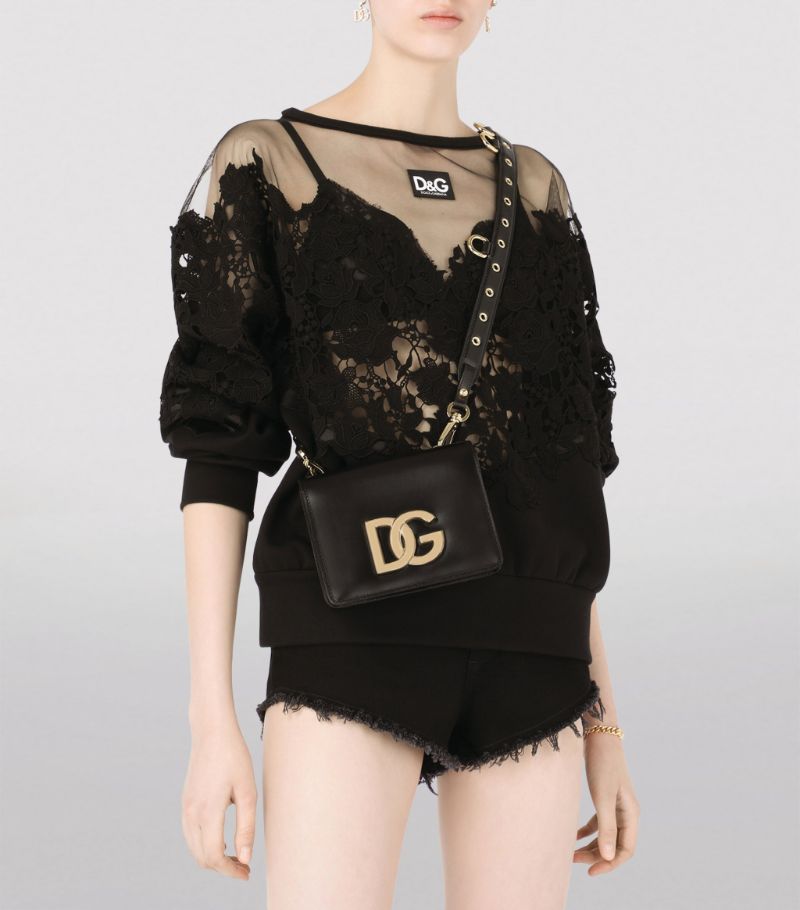 DOLCE & GABBANA  Black Leather Millennials Cross Body Bag Veronique Luxury Collections
