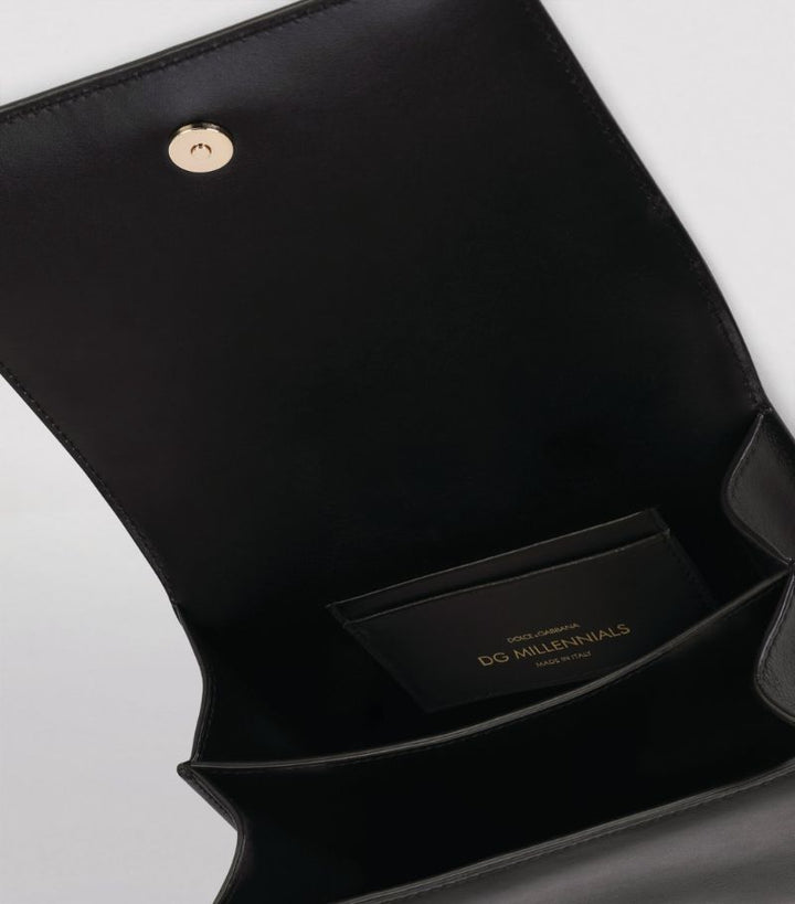 DOLCE & GABBANA  Black Leather Millennials Cross Body Bag Veronique Luxury Collections